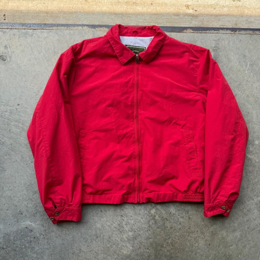 Eddie Bauer Mens XL Red Harrington Jacket Zip Front Windbreaker Outdoor